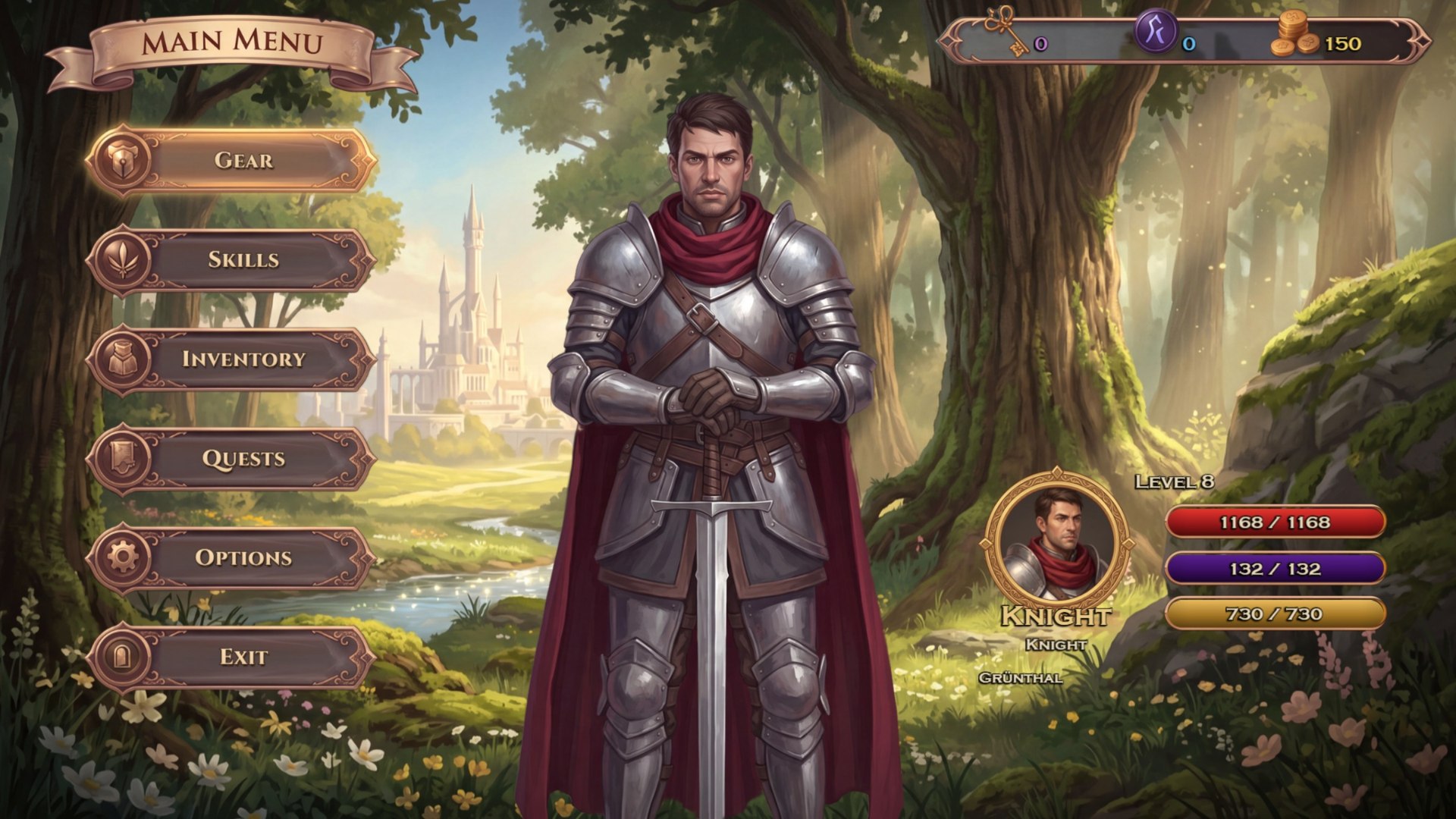 The new main menu reflects your current biome and your save's time of day.